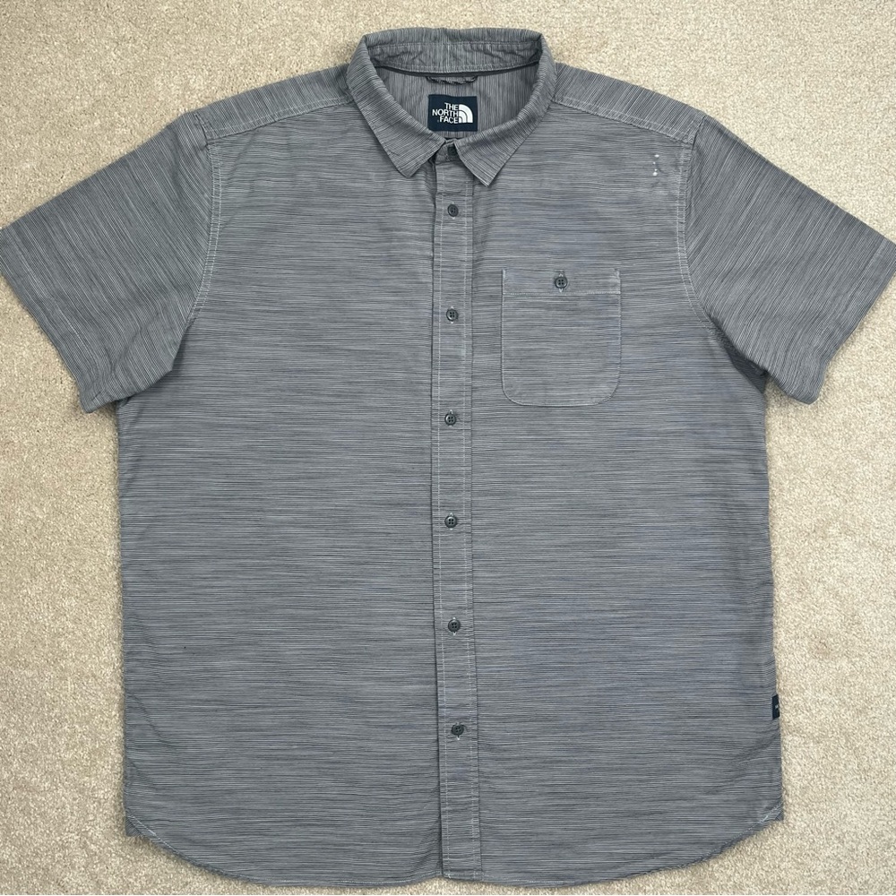 North Face Shirt Adult Extra Large Gray Button Up Hiking Casual Outdoor Men